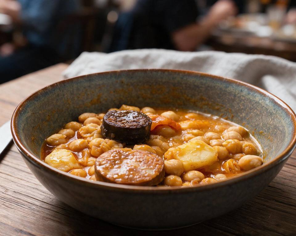 Garbanzos con chorizo y morcilla