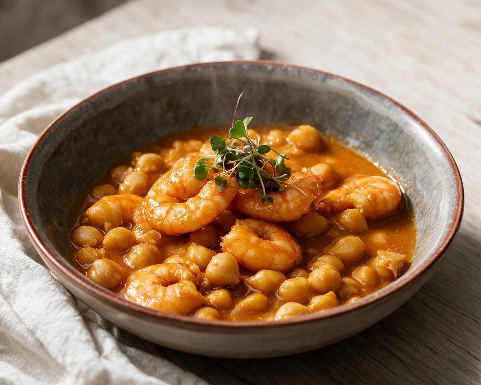 Garbanzos con langostinos