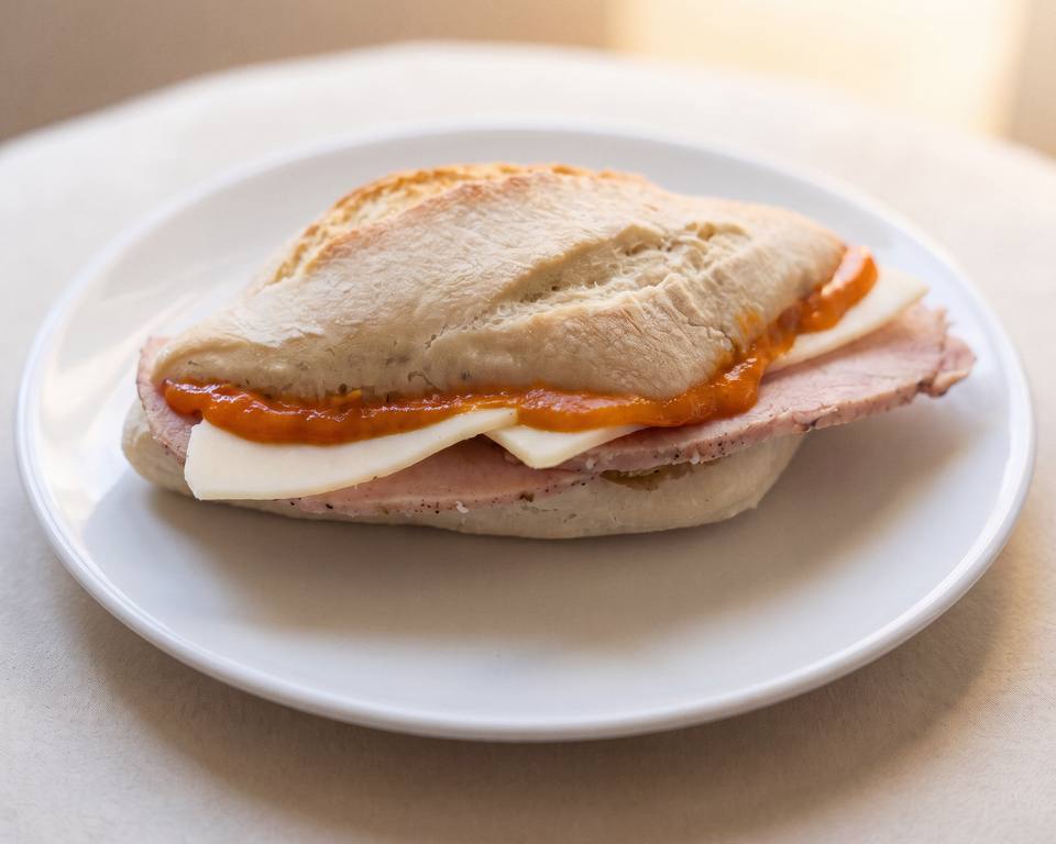 Montadito de lomo al jerez con queso